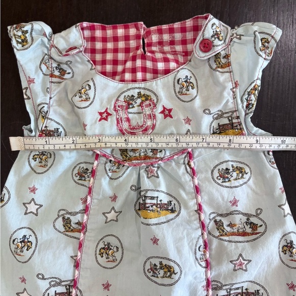 Wrangler Western Rodeo Country And Red Gingham Print Dress Child’s Size 12 mths - Picture 10 of 12